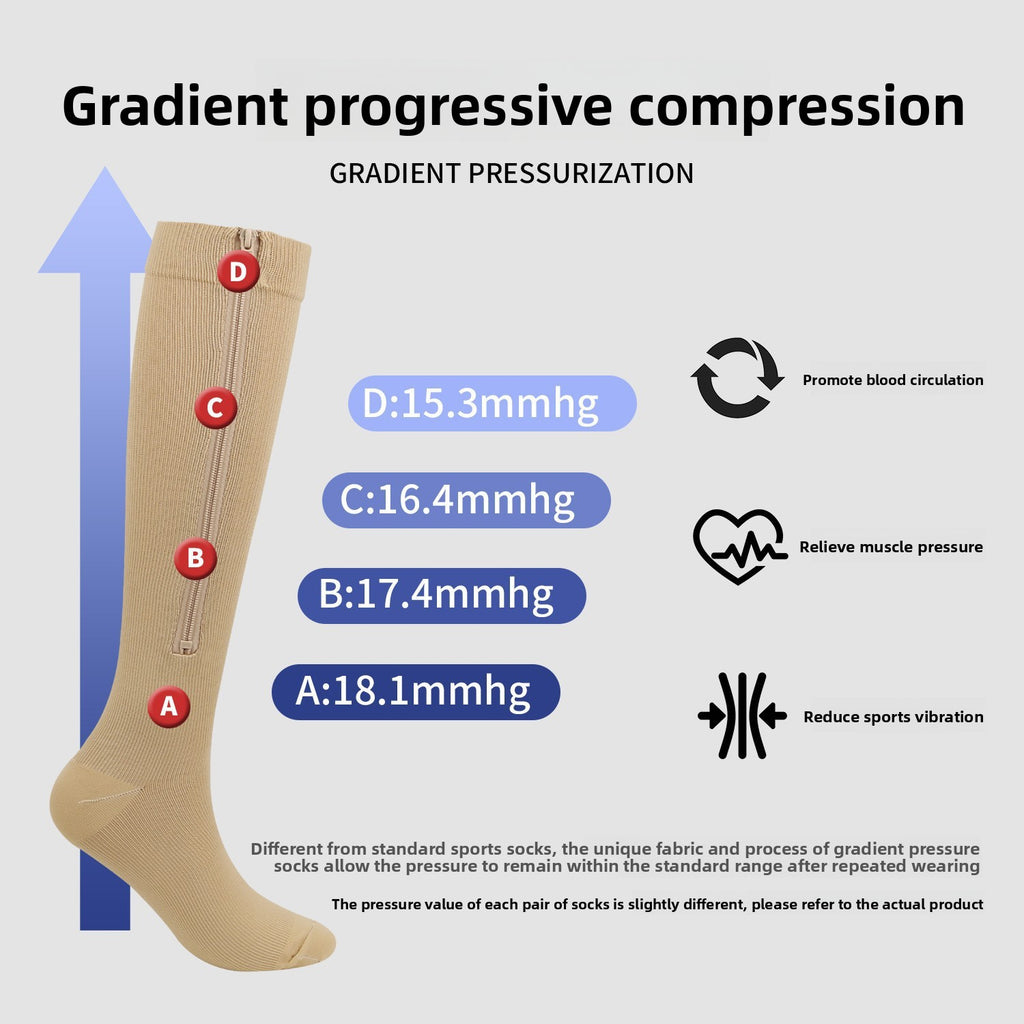 Compression Sports Socks with Zipper Closure