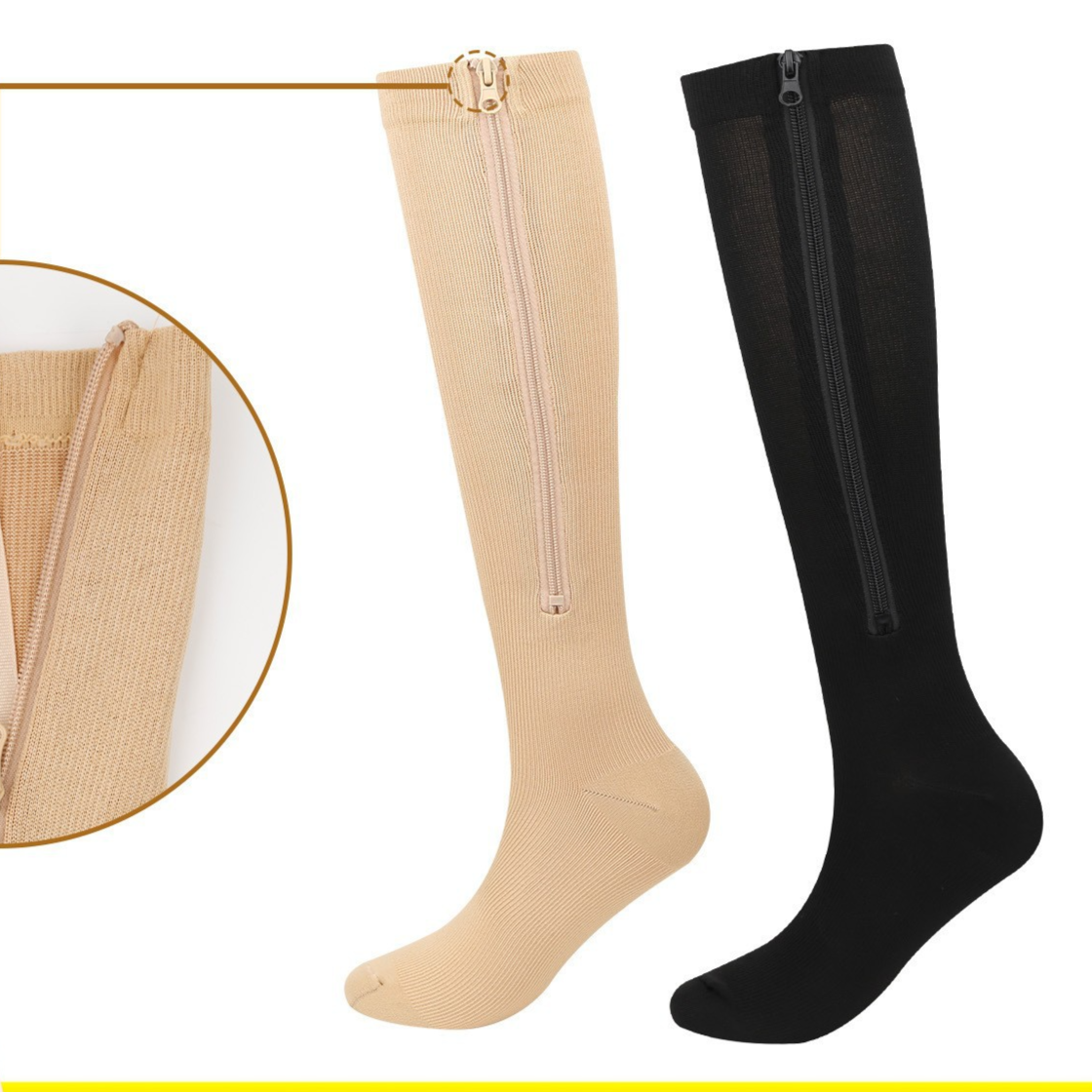 Compression Sports Socks with Zipper Closure